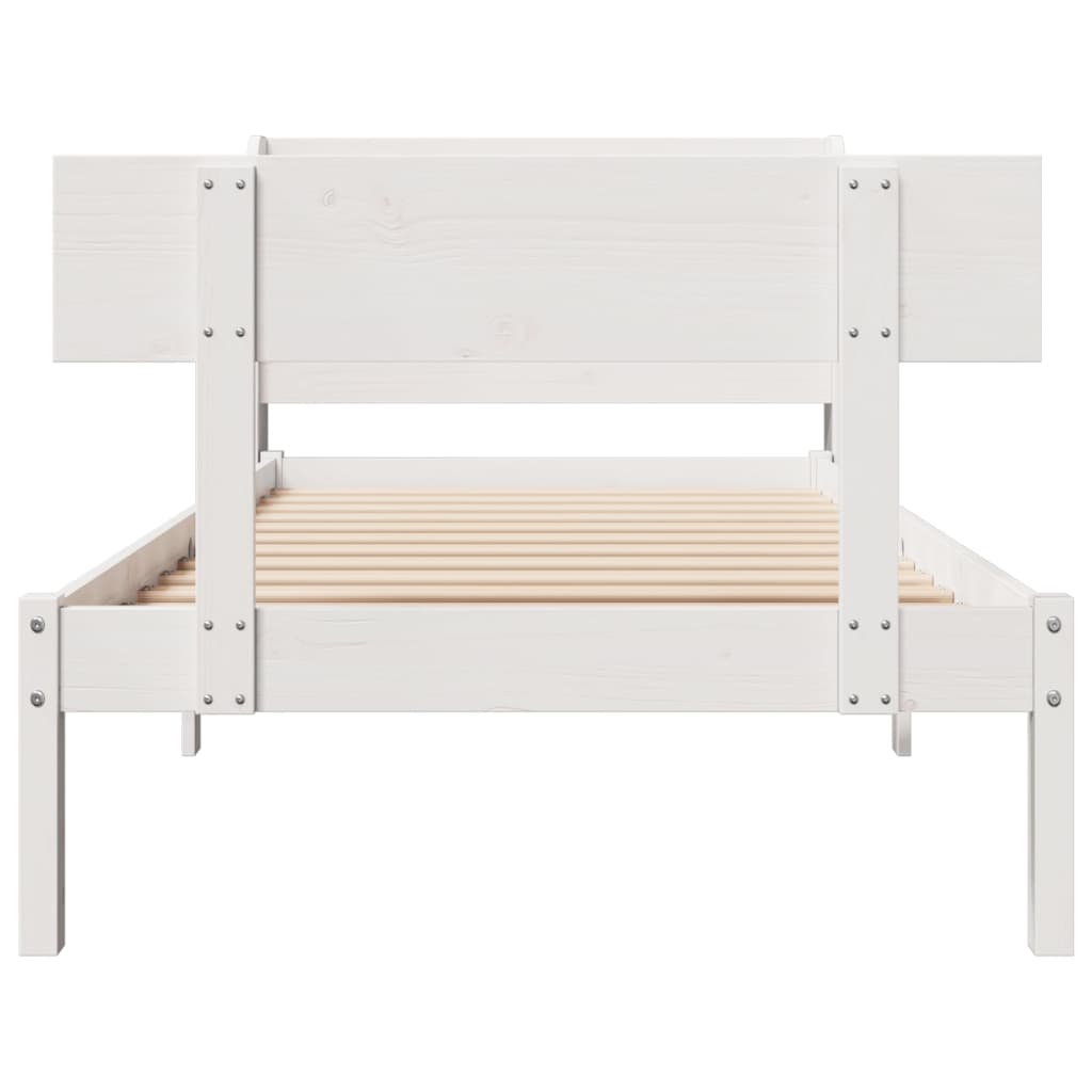 Bed Frame without Mattress White 75x190 cm Small Single Solid Wood Pine